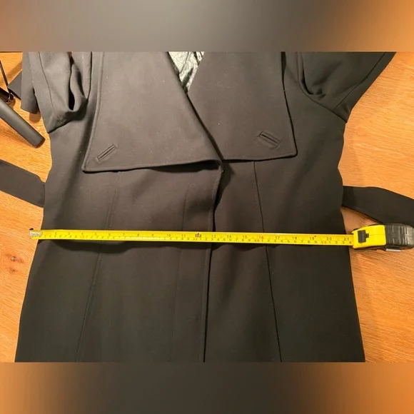 Lilian by Debenhams Black Belted Coat / Trench-Style Jacket – Tailored – Heavy - Picture 9 of 11